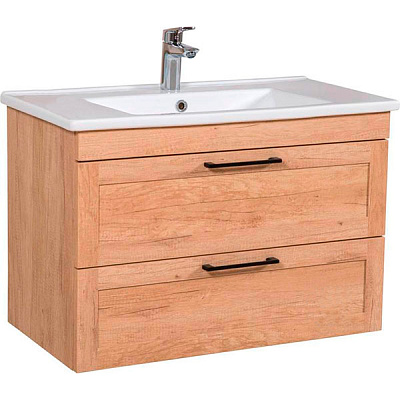 Тумба подвесная ScandiSPA Inari дуб небраска с умывальником Arte 85 см