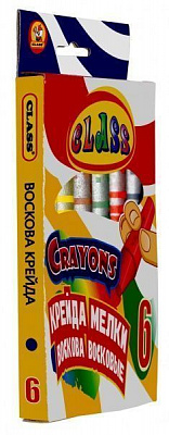 Олівці воскові 6 кольорів 8x90 мм 7601 CLASS