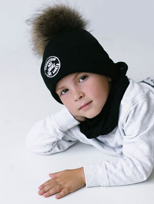 Комплект шапка + снуд для мальчиков Dembo House Николаз р.52-54 черный 