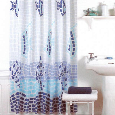 Шторка для душа Vonaldi Mozaic Wave 180x200 см голубая