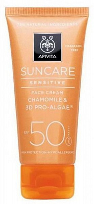 Крем Apivita с ромашкой и комплексом 3D Pro-Algae Face Suncare SPF 50 50 мл