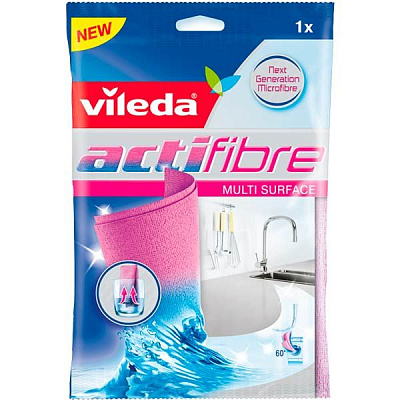Салфетка для сантехники Vileda Actifibre 29х29 см см 1 шт./уп. розовый