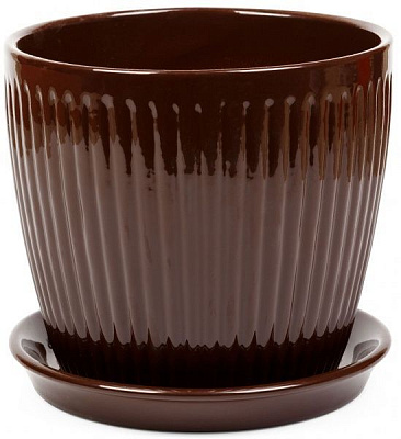 Горщик керамічний Вертикаль преміум круглий 0,5л темний шоколад