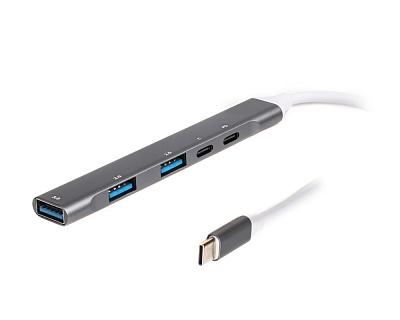 USB-хаб Maxxter HU3C-4P1PD-01, USB 3.0 Type-С на 5 портов, PD100W charging