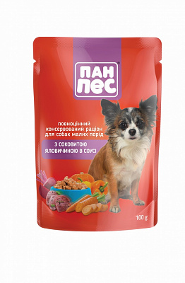 Корм вологий Пан Пес з яловичиною в соусі 100 г
