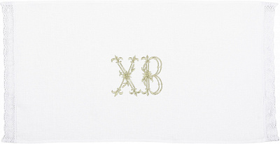 Рушник великодній ХВ з мереживом 40x75 см білий із золотим