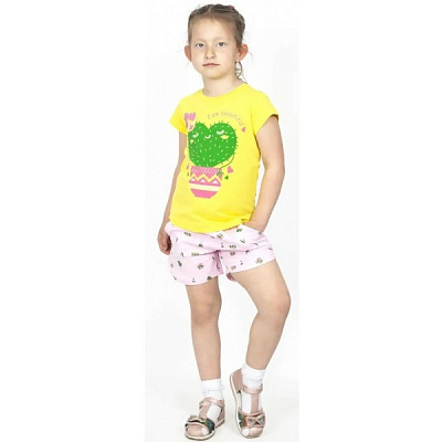 Комплект для дівчаток Roksana №0033/16083 Cacti р.98–104 жовтий із принтом №0033/16083