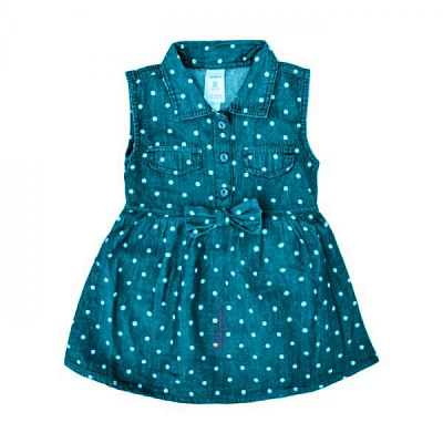 Платье YCC 3683 в горошек джинс р.104 голубой 