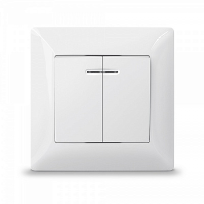 Вимикач двоклавішний Videx з підсвіткою білий TF-ST-SW2L-W