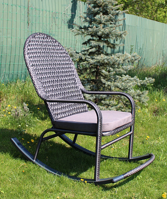 Кресло-качалка GreenGard плетеное Relax (графит+подушка серая)
