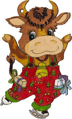 Декоративная подвеска Бычок на коньках 11,5 см 801 