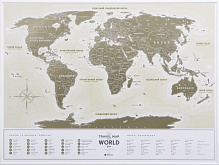 Скретч-карта Travel Map Gold World 60x80 см (рама)