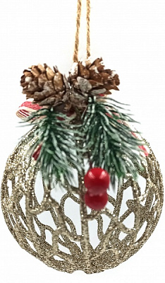 Шар ажурный с декором d 90 мм золото