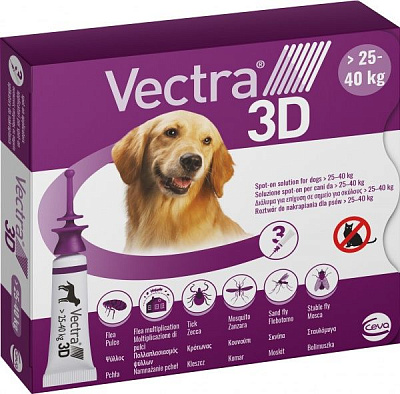 Капли CEVA от блох, клещей и комаров VECTRA 3D для собак массой 25-40 кг