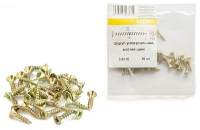 Шуруп універсальний потайна головка ЦЖ 3,5x16 мм 50 шт. жовтий Expert Fix