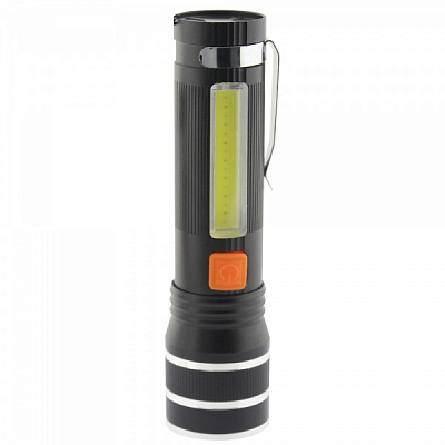 Фонарик аккумуляторный Quantum QM-FL1032 Helper 10W LED zoom + COB с USB черный