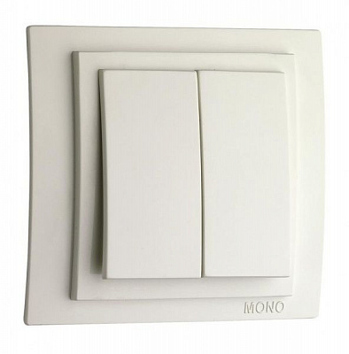 Вимикач двоклавішний Mono Larissa без підсвітки 10 А 250В білий 103-191925-102