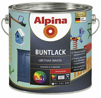Эмаль Alpina алкидная Buntlack GL RAL7032 галечно-серый глянец 2,5л