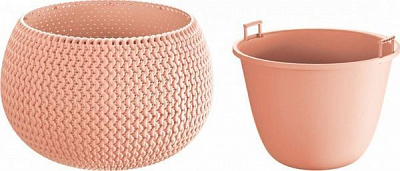 Горшок Prosperplast Splofy Bowl с вкладчиком 370 мм круглый персиковый (11400-488) 