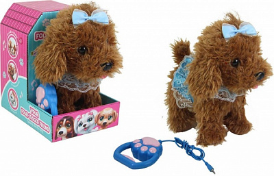 Игрушка интерактивная Shantou Щенок на поводке со световыми и звуковыми эффектами коричневый OTW0033599