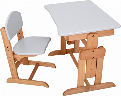 Комплект парта и стул-трансформеры ArinWOOD Совенок бук/серый 04-031GREY 
