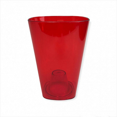 Кашпо для орхидей Оранжерея КАМБРИ 133 мм красный прозрачный квадратный 