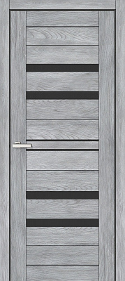 Дверное полотно ОМиС Lego 11 ВG (с фрезеровкой п/з 96/85) ПО черное стекло 600 мм дуб кливленд