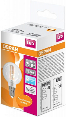 Лампа светодиодная Osram FIL P45 6 Вт E14 4000 К 220 В прозрачная 4058075218178 