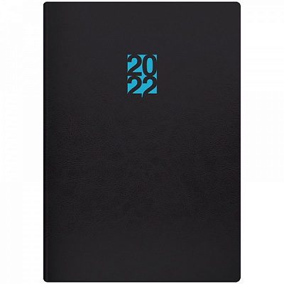 Щоденник датований Стандарт чорний із блакитним Brunnen Flex Neo A5 2022