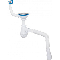 Сифон для кухонної мийки Water House випуск d 100, з переливом, гнучка труба 40 * 50