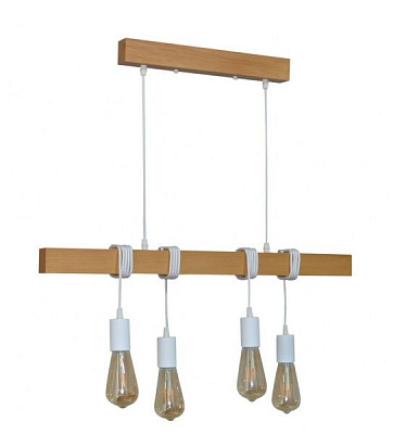 Подвес Геотон НСБ 02-4х60-969 Крона-4 4x60 Вт E27 белый/дерево 48763 