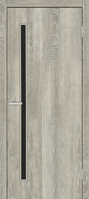 Дверне полотно ОМіС Гармонія ПО чорне скло 800 мм дуб світло-сірий