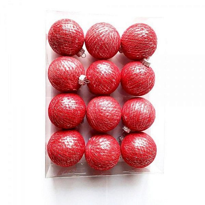 Игрушка на елку Котоновые шарики 12 шт. Silver red d80 мм 8 см 12 шт./уп. 