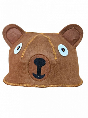 Шапка для сауны Sauna PRO МЕДВЕДЬ коричневый (искусственный фетр)