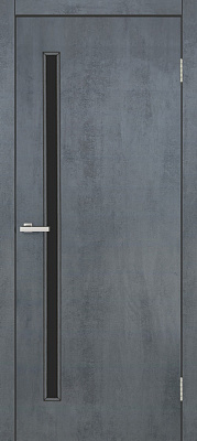 Дверное полотно ОМиС Гармония ПО черное стекло 600 мм цемент темный