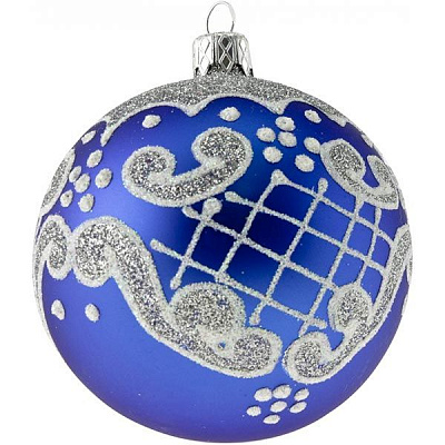 Кулька новорічна 4893-2 темно-синя 80 мм