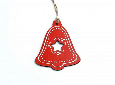 Подвеска Колокольчик красный Звездочка 9 см dEI-39_01 