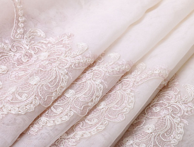 Ткань тюлевая Scarlett Kampala 717622/2005 вышивка на сетке 285 см пудра 