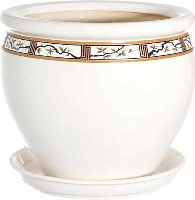 Горшок керамический Ориана-Запорожкерамика Вьетнам №3 сакура круглый 5л белый (011-3-032) 