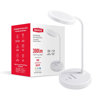 Настільна лампа акумуляторна Maxus 5 Вт білий 1-MDL-5W-RW