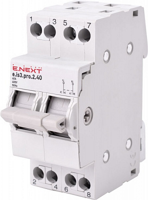 Вимикач E.NEXT на DIN-рейку три положення e.is3.pro.2.40, 2р, 40А p008024