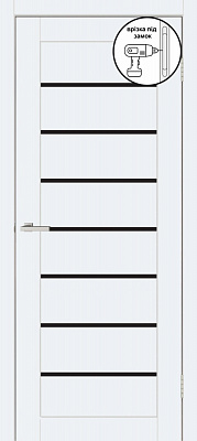 Дверное полотно ОМиС Lego 10 ВG (с фрезерованием п/з 96/85) ПО черное стекло 800 мм белый эмалекс