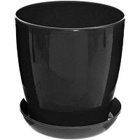 Горщик пластиковий Омела глянцевий круглий 1,4л чорний 