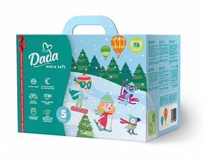 Подгузники Dada Extra Soft 5 Junior 11-25 кг 78 шт. + Салфетки влажные для детей 72 шт. с клапаном