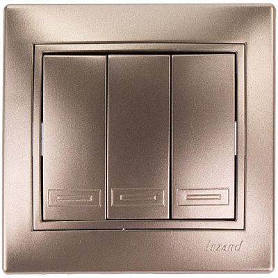 Выключатель трехклавишный Lezard Mira без подсветки 10 А 250В IP20 светло-коричневый