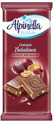 Шоколад Alpinella с арахисом и изюмом 90 г
