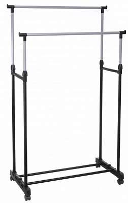 Держатель для одежды 800x420x950 (1650) мм двойной передвижной на колесах черный