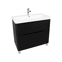 Тумба підлогова Aqua Rodos Vista Black-Matt з умивальником Deep 90 см