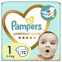 Подгузники Pampers Premium Care Размер 1 (2-5 кг), 72 шт