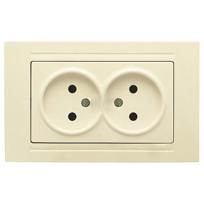 Розетка подвійна без заземлення Gunsan Moderna без шторок кремовий MD 29 12 149